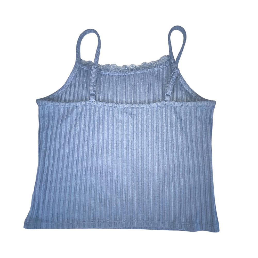 SO Girls Lace Trim Ribbed Twin‎ Set Cardigan Cami Pelican Blue XL 14/16 - Picture 5 of 7
